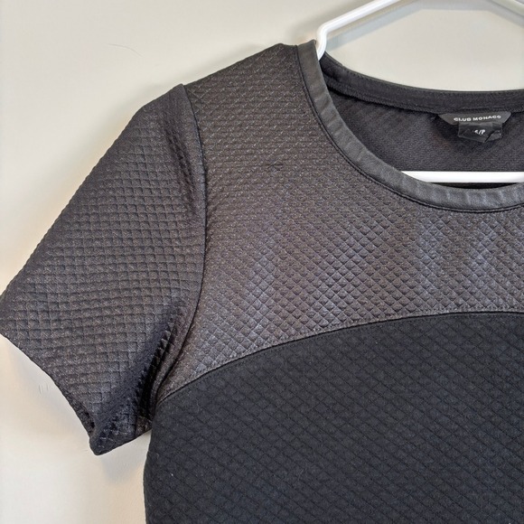 Club Monaco Quilted Texture Short Sleeve Top Chic Black Women's Small - Picture 2 of 8